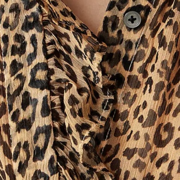 NWT JCrew Leopard Print Blouse Shirt Size 2 - Picture 3 of 5